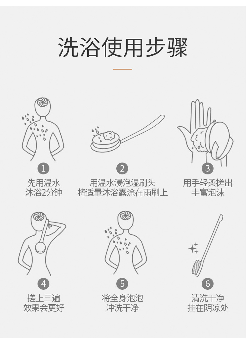 双面沐浴刷南瓜浴花长柄软毛搓澡搓背不求人洗澡刷冲凉神器浴花刷详情13