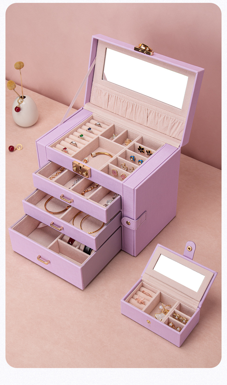 首饰盒收纳箱家居轻奢精致多层首饰手表饰珠宝2025款化妆盒项链详情18