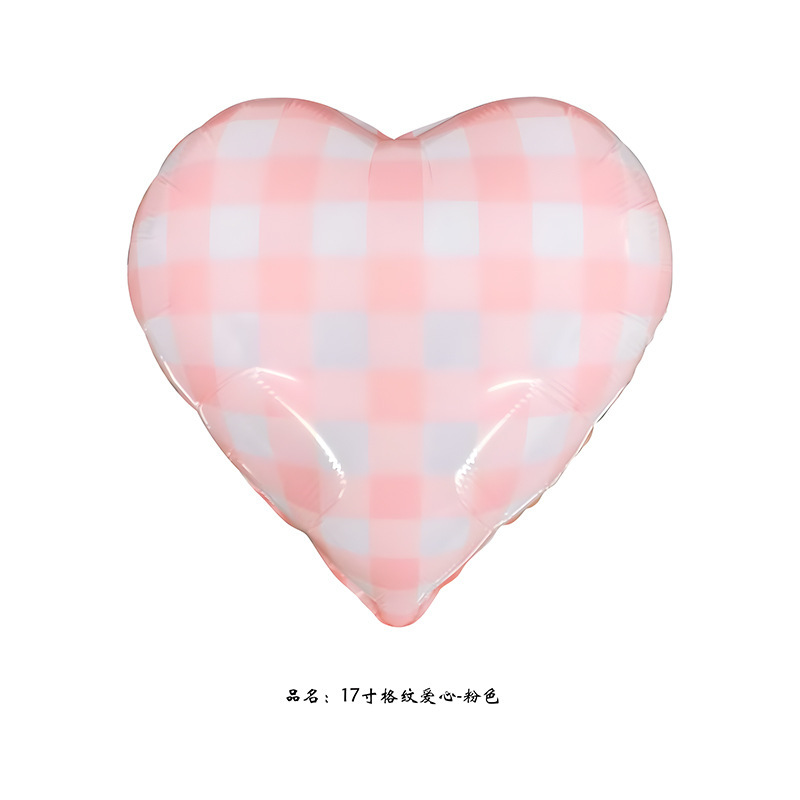 Extra-large checkered heart-shaped aluminum film balloons, air balls, birthday party event decoration, arrangement, photo shoot props pic 10