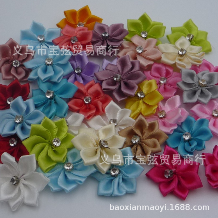 3CM DIY headwear with diamond-encrusted rose flowers, handcrafted fabric with diamond-encrusted 9-cornered small flowers, clothing accessories, ornaments and accessories pic 1