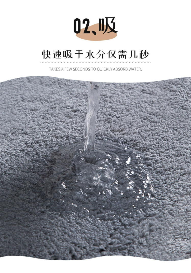跨境仿羊绒卫生间脚垫纯色吸水防滑方形毛绒浴室地垫简约地毯详情5