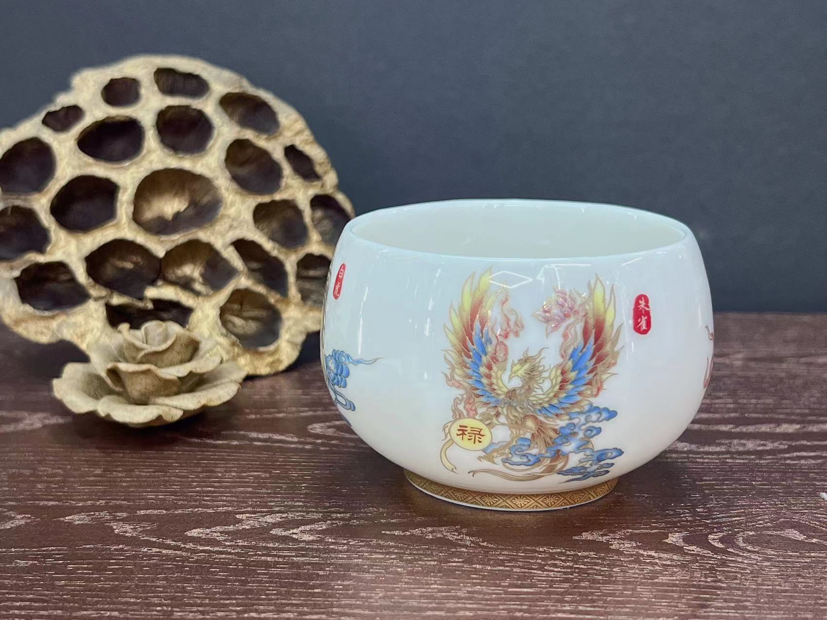 羊脂玉罗汉杯主人杯陶瓷堆金福杯功夫茶茶具品茗杯个人礼品节日详情12