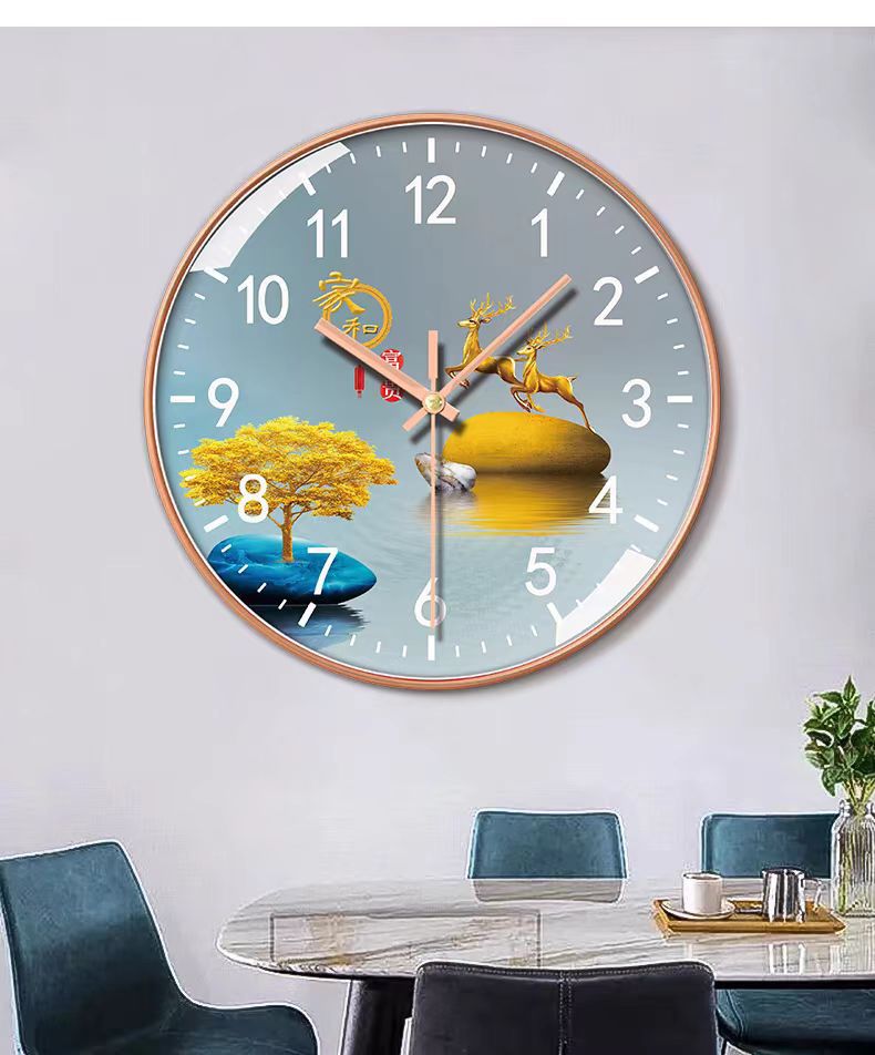 轻奢静音钟表简约家用时尚挂钟免打孔挂墙石英钟客厅卧室装饰时钟详情9