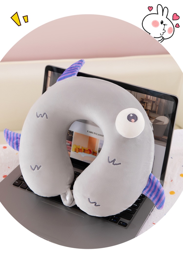 Memory foam U-shaped neck pillow, car travel, business trip, cervical pillow, slow rebound, office cartoon nap pillow pic 11