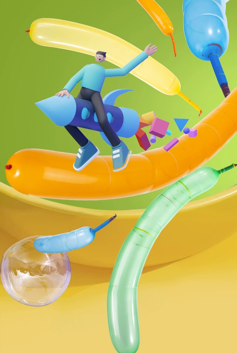 放屁虫气球火箭会飞会叫冲天长条升空加厚摆地摊乳胶搞笑玩具详情6