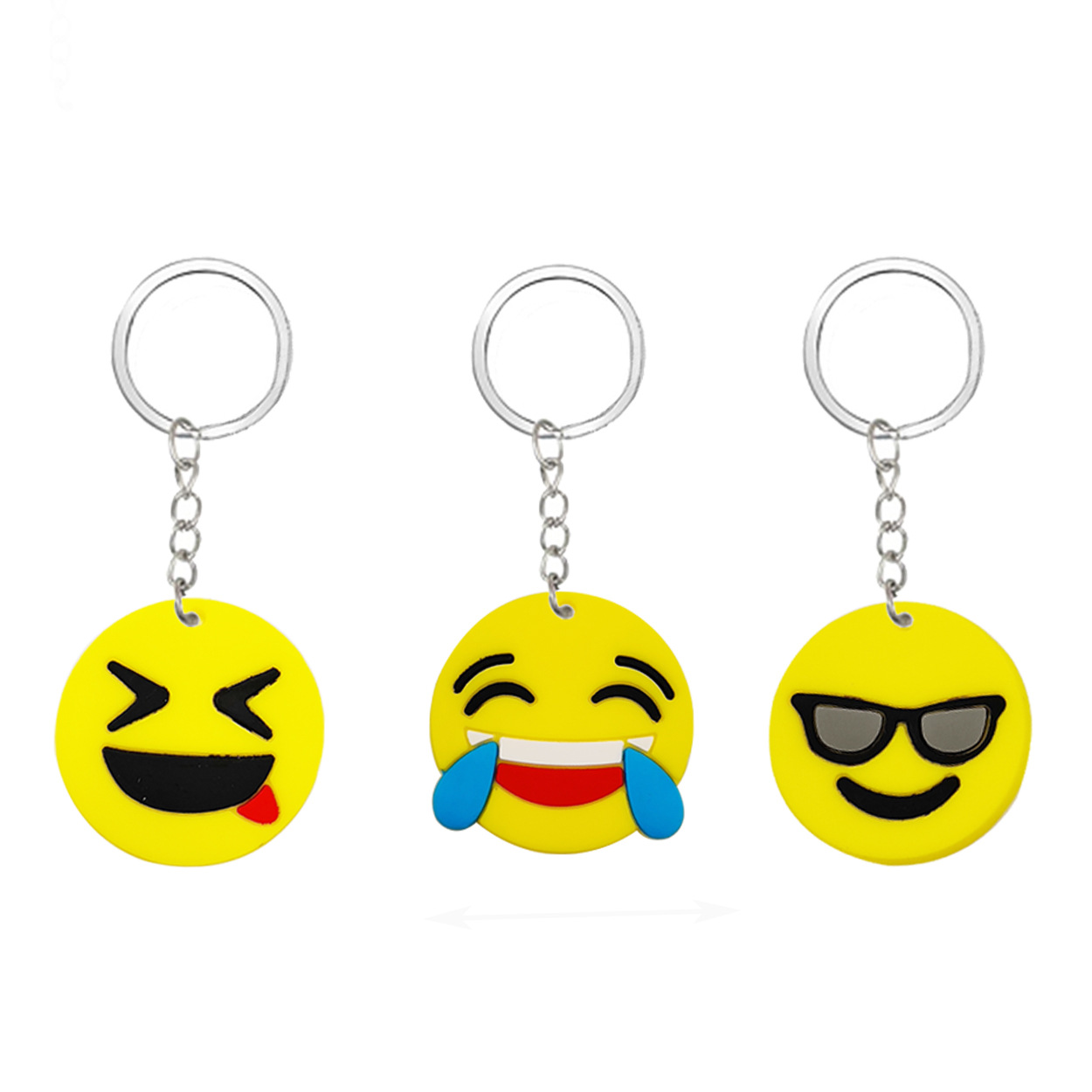 创意表情钥匙扣 PVC软胶表情包钥匙扣 卡通笑脸钥匙链派对小礼品详情3