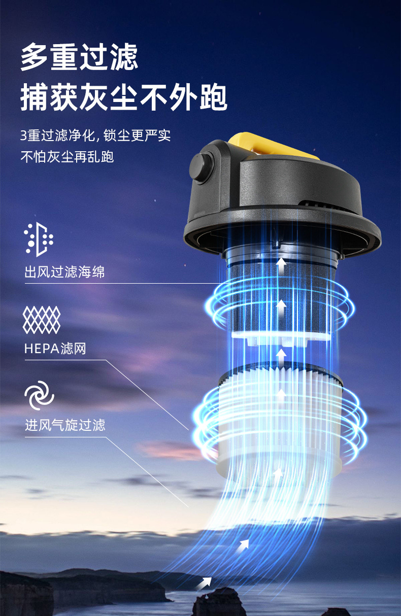 Cross-border e-commerce bucket vacuum cleaner, industrial and household, handheld, high suction power, strong suction, small, dry and wet dual-purpose pic 11