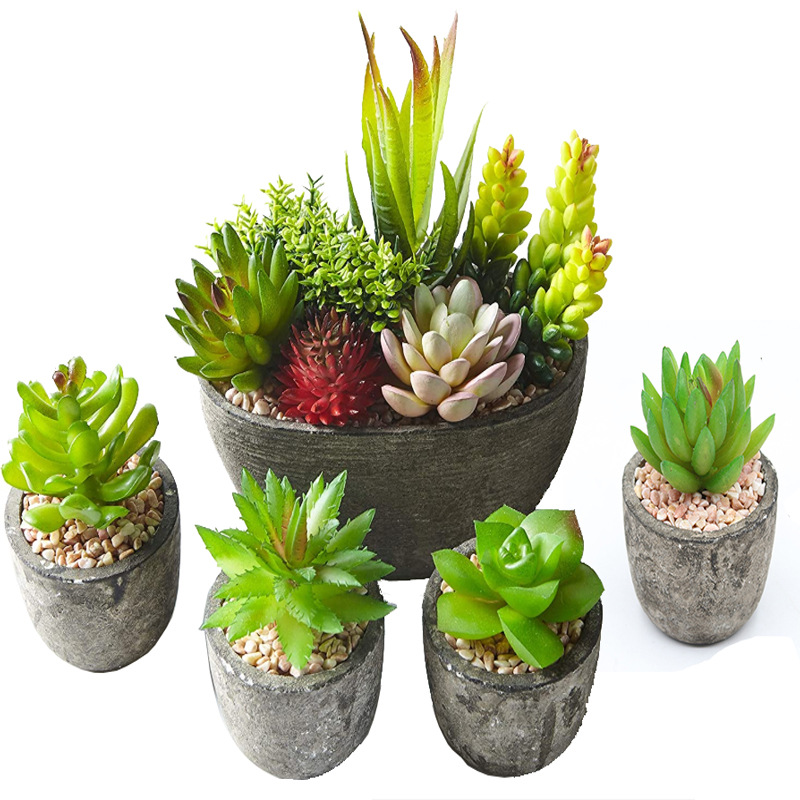 亚马逊室内装饰仿真多肉植物盆栽复古假花盆景家居客厅桌面摆件详情6