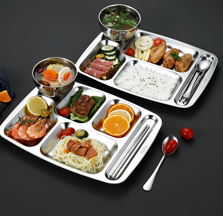 方形304不锈钢快餐盘食堂餐盘餐厅学生专用分格盘子食品级商用盘详情5