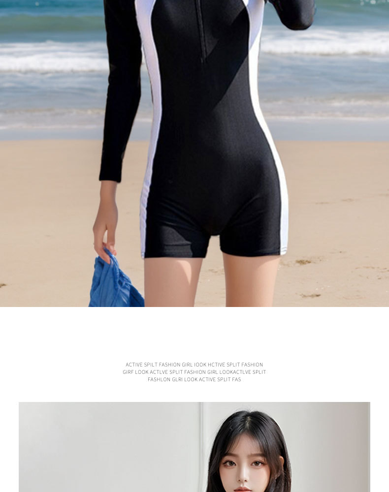 New one-piece swimsuit for women - professional, quick-drying, sun-protective, tummy cover-up and slimming long-sleeved sportswear for women -125006 pic 8