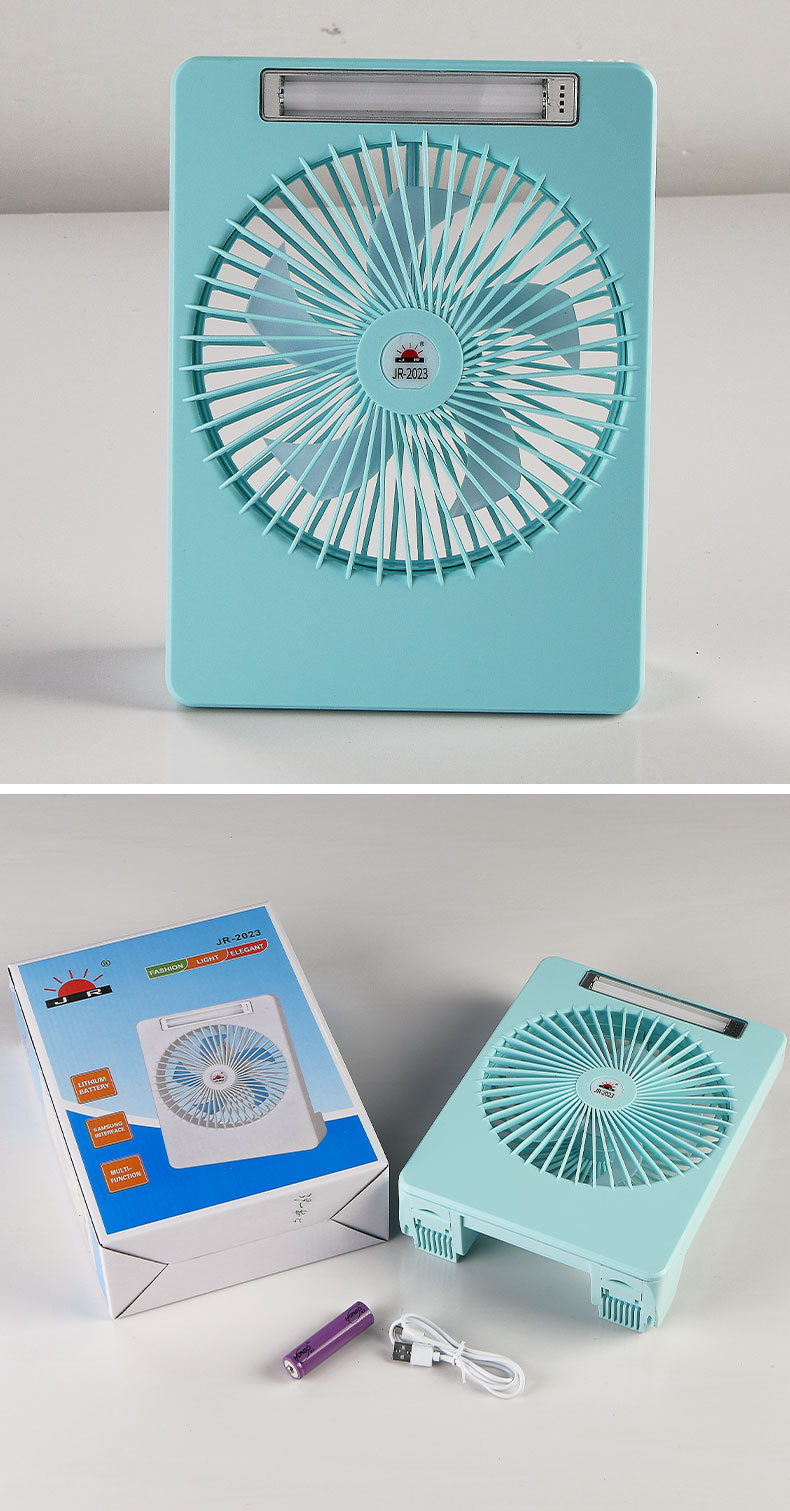 Portable fan with light, rechargeable, student dormitory, desktop, standing, strong wind power office fan, ultra-thin in summer pic 9