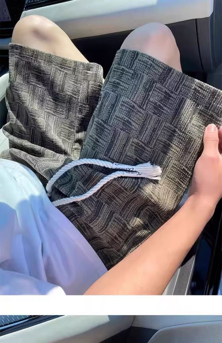 条纹休闲短裤男夏季潮流外穿宽松直筒中裤男款日系大码五分裤子男详情9