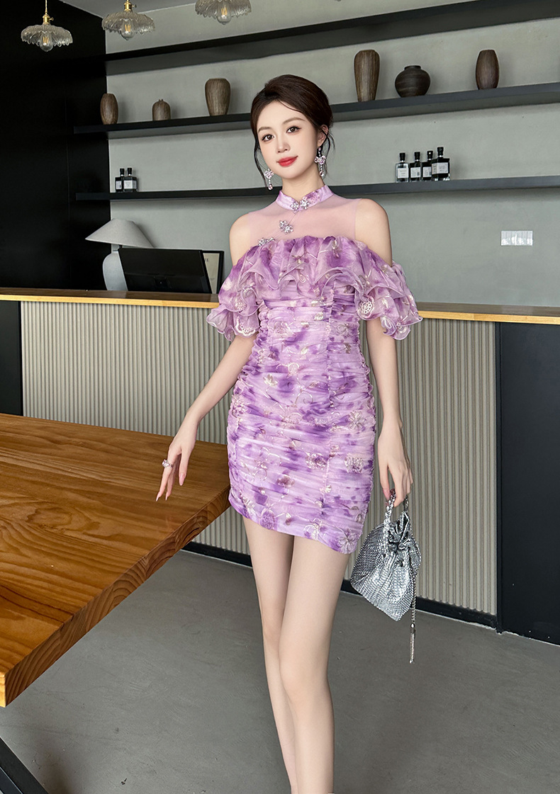 2025夏装新款气质名媛碎花女人味包臀连衣裙新中式改良旗袍80107详情13