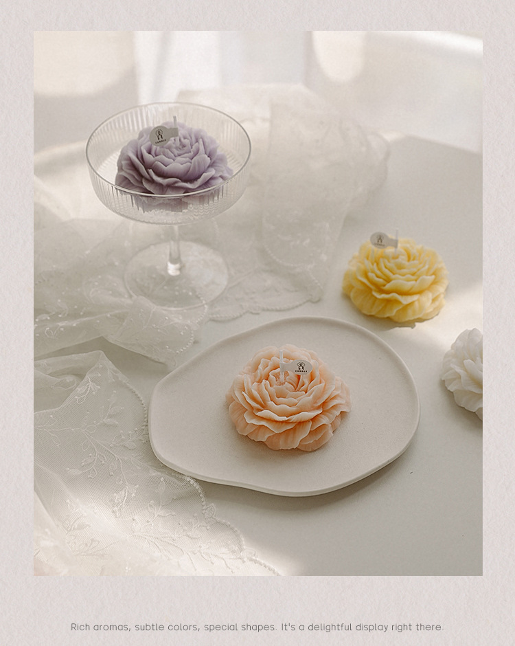 香氛伴手礼牡丹花造型蜡烛摆件氛围感礼物母亲节创意香薰蜡烛定制详情11