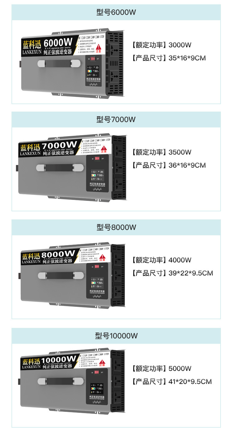 跨境纯正弦波逆变器DC12V24V转120V220v230V10kw7000太阳能逆变器详情20