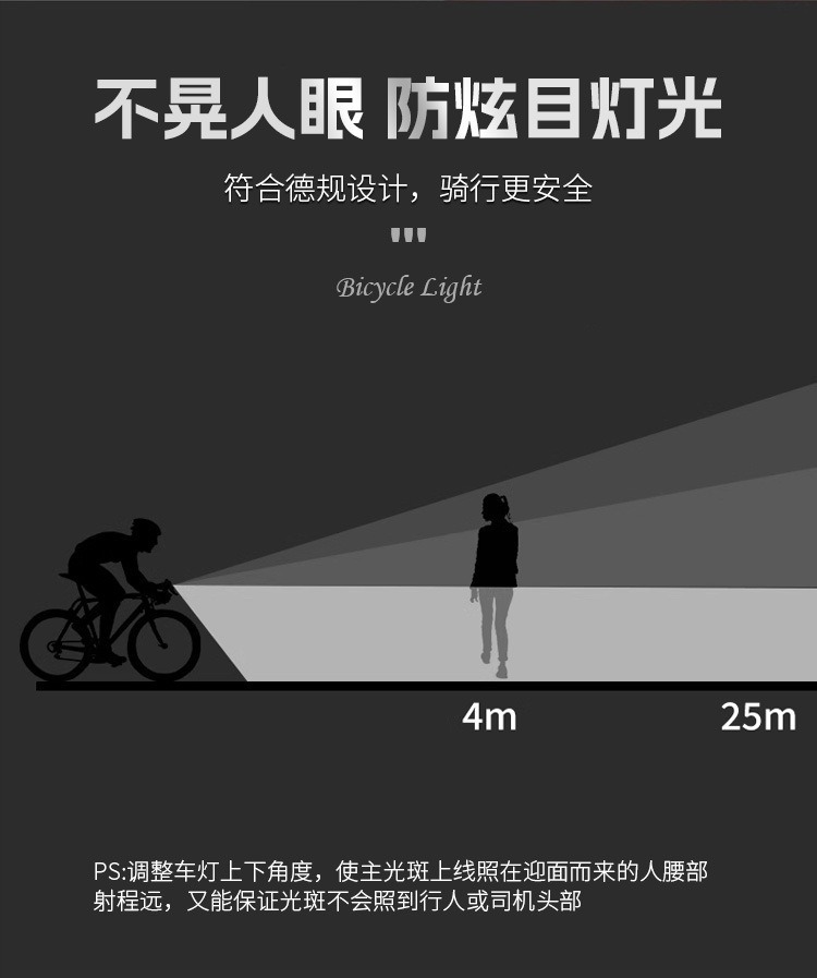跨境LED自行车灯山地车夜骑照明前灯警示尾灯套装 户外骑行装备灯详情7