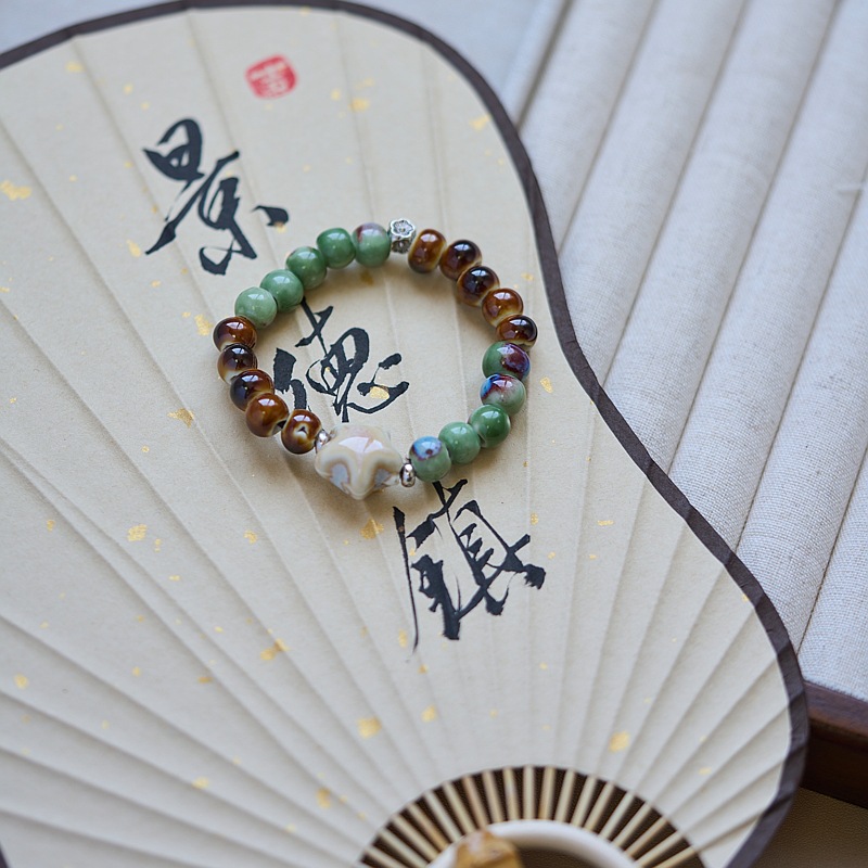 Jingdezhen ceramic bracelet wholesale, original ancient-style beads with Dunhuang elements, new Chinese-style jewelry, versatile Chinese style pic 11