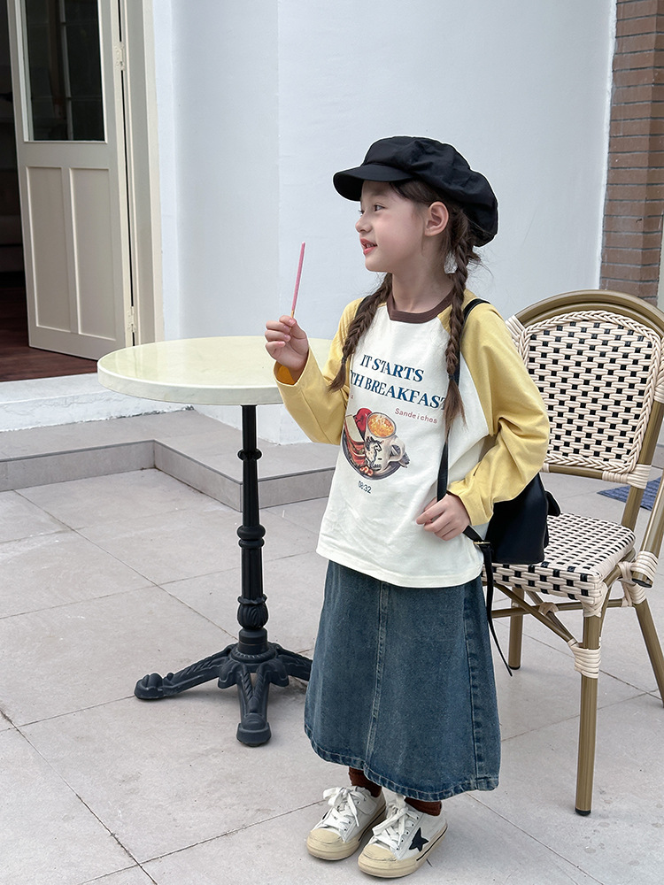 2024秋季新款儿童秋装长袖T恤上衣女童宝宝230克卡通插肩打底衫潮详情47