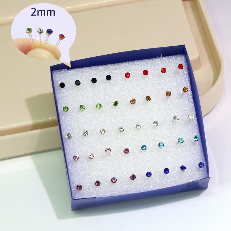 Korean-style colored resin ear studs, niche and high-end plastic earrings, fashionable rhinestone ear stud set, PDD ear bone studs pic 7