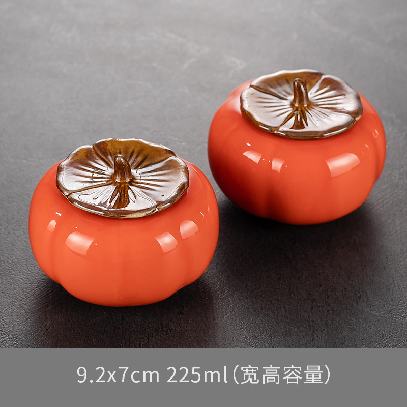 创意柿子烟灰缸客厅陶瓷个性潮流大号带盖防飞灰茶几摆件礼品详情4