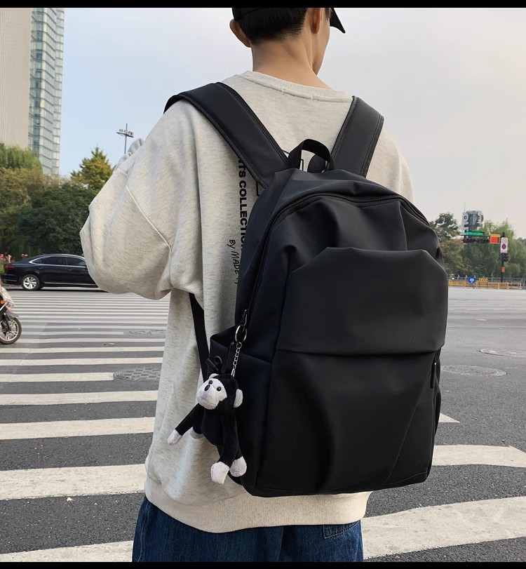 防水尼龙布韩版双肩包大容量大学生书包男士褶皱休闲旅行电脑背包详情12