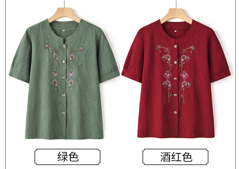 奶奶夏装短袖棉麻套装中老年人女装开衫唐装老人太太衣服妈妈衬衫详情5