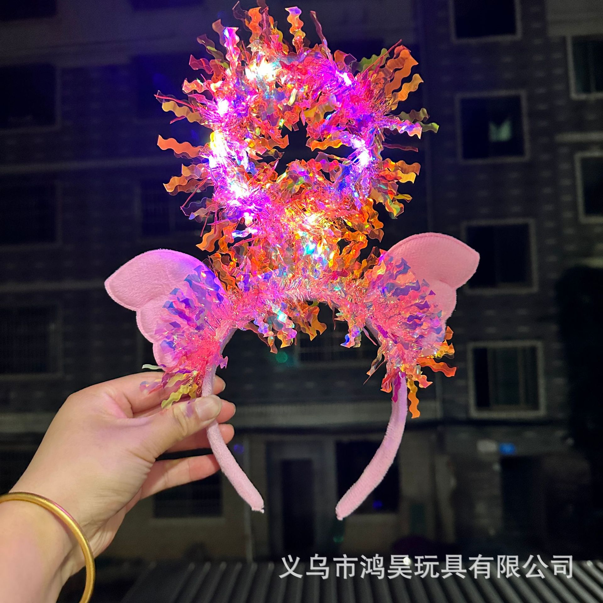 新款发光金丝闪光天使翅膀头箍生天使小翅膀网红仙女头饰厂家批发详情3