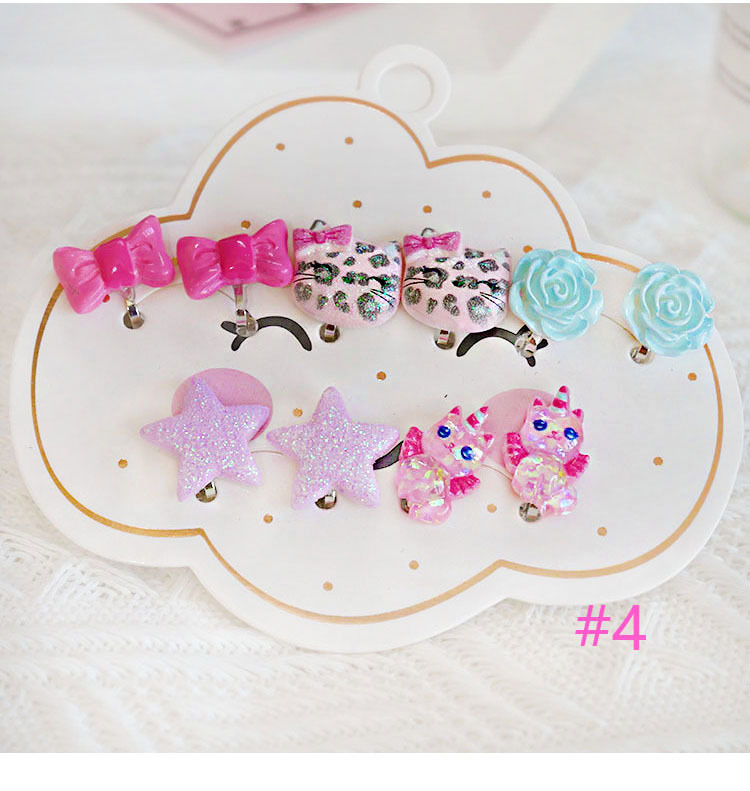 欧美外贸新款儿童首饰卡通火烈鸟冰淇淋星星蝴蝶结手链戒指耳夹详情10