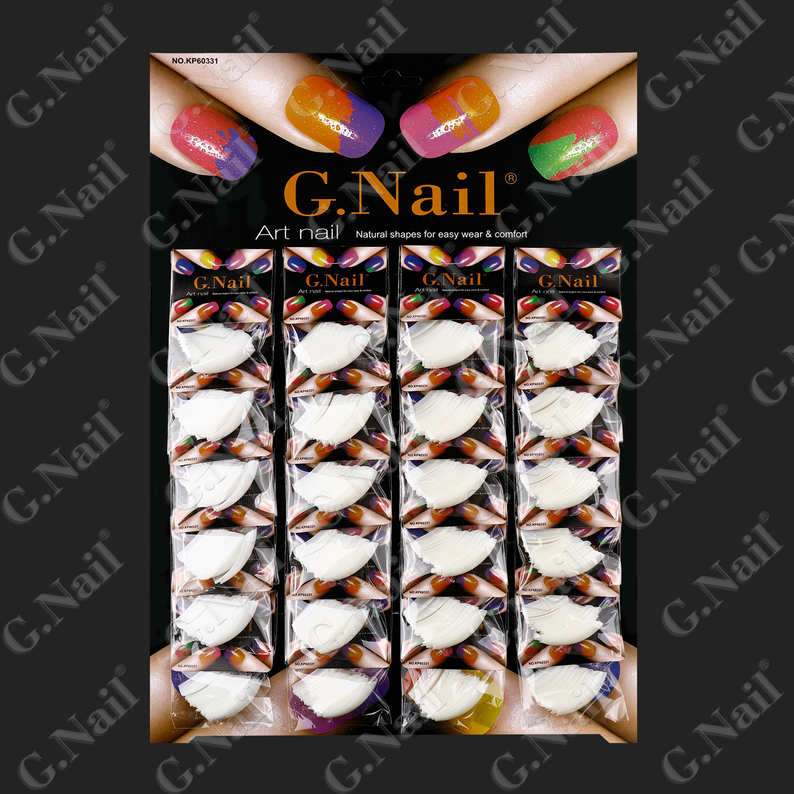 Gnail正品24包卡装美甲甲片自然色白色穿戴甲欧美假指甲甲片批发详情3