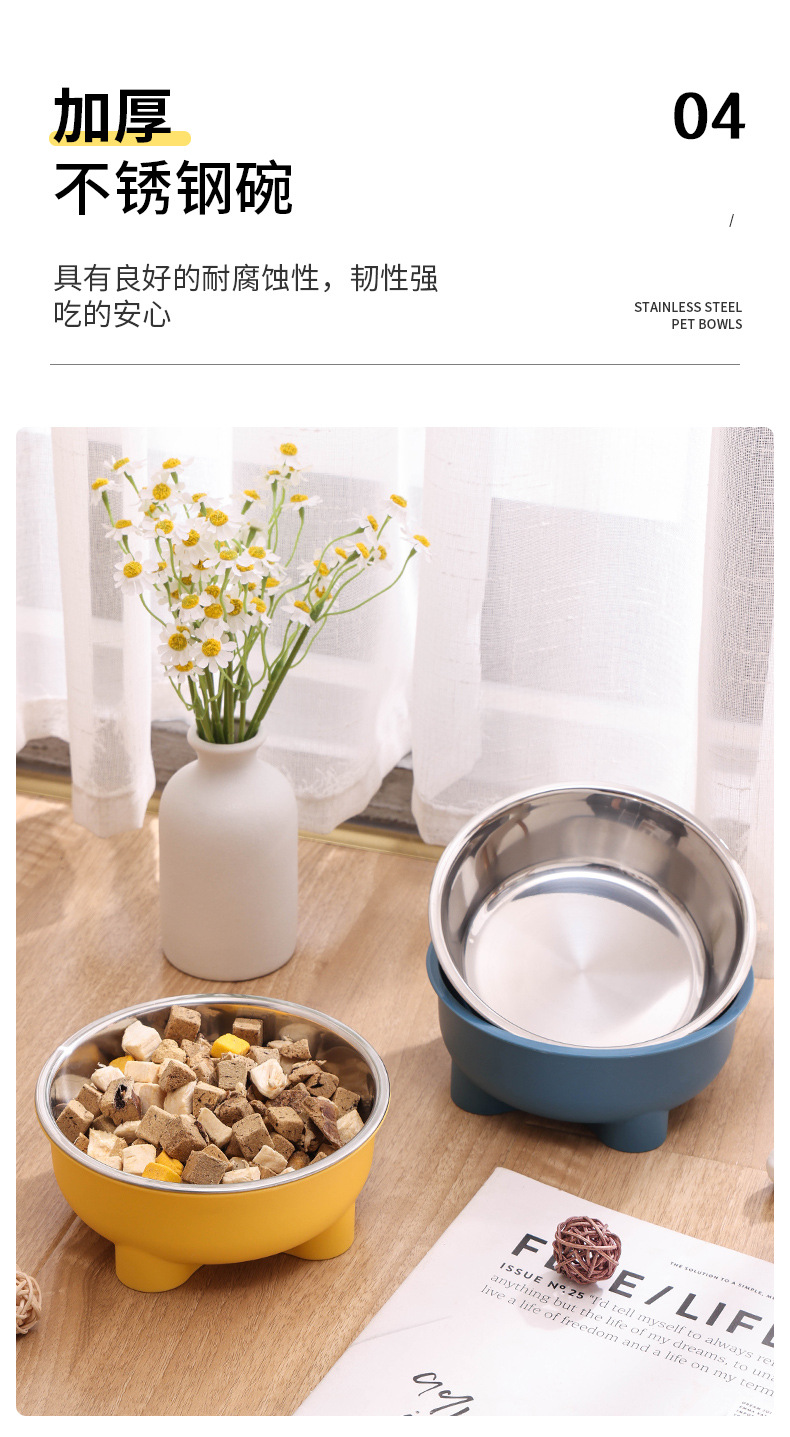 High-legged stainless steel dog bowls, anti-drop cat bowls, dog bowls, pet bowls, dog food utensils, cat food basins, pet supplies wholesale pic 9
