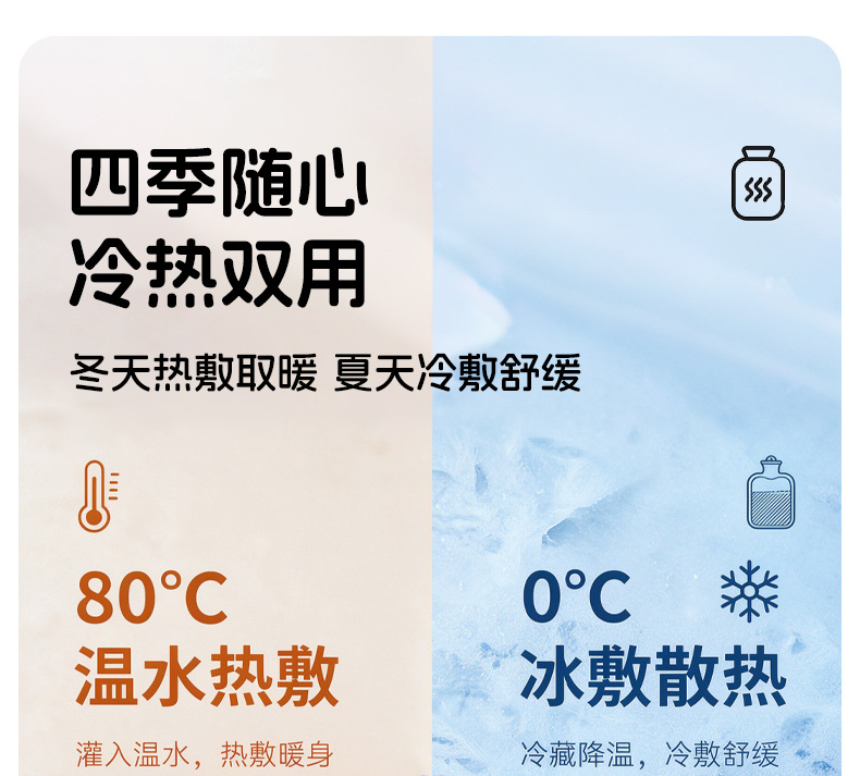 Water-filled hot water bag, cartoon and cute for warming the belly, explosion-proof hot water bag, hot compress hand warmer, skin-friendly rabbit flu-like foot warmer pic 21