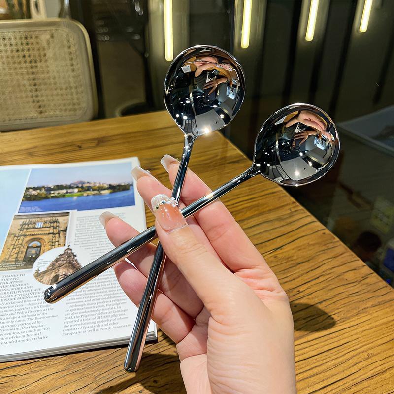 304不锈钢勺子高颜值餐具长柄汤勺家用雪糕电饭锅甜品拌饭调羹详情2