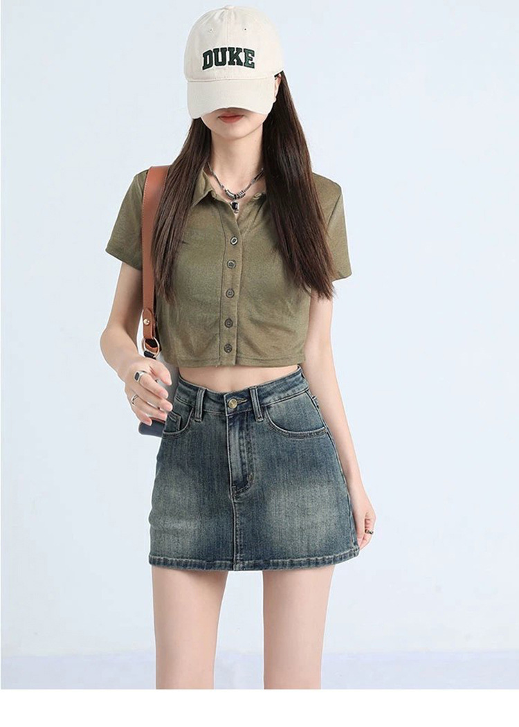 美式复古牛仔短裙女夏季显瘦性感辣妹紧身包臀裙裤短款高腰半身裙详情9