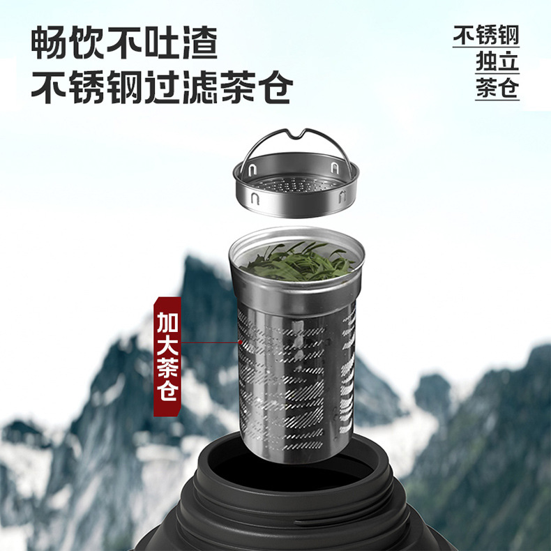 The outdoor insulated kettle made of 316 stainless steel with a large capacity can carry a small bowl of tea-water separation sports kettle pic 5