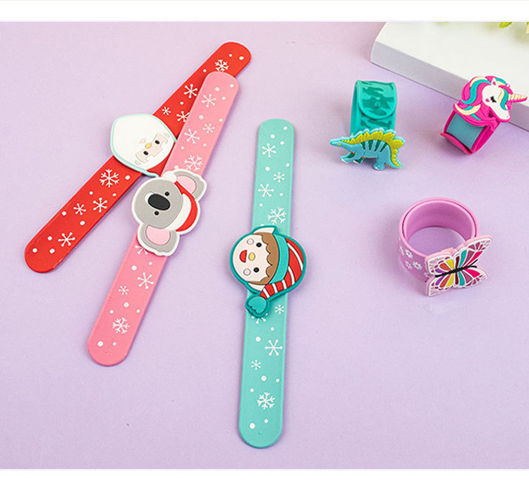 Dibujos animados de silicona pom ring niños clap pulsera lindo unicornio dinosaurio comercio exterior stock pulsera creativo pic 10
