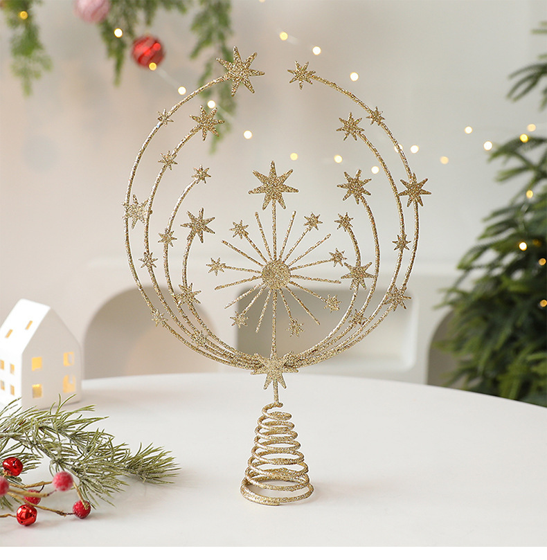 New iron Christmas tree top star decorative item, Christmas scene arrangement, Christmas tree decoration, tree top star pic 6