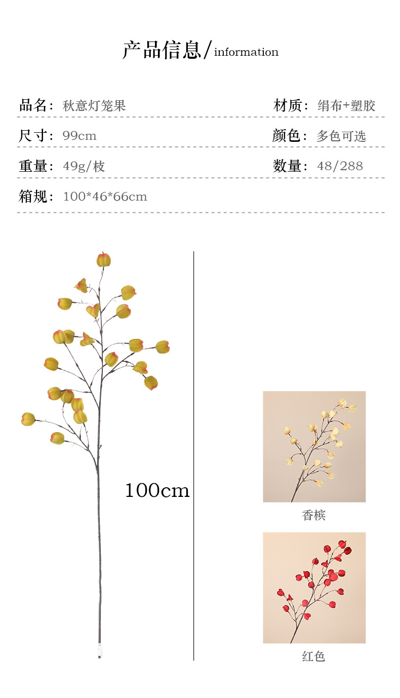新款仿真灯笼果姑娘果高品质家居软装装饰插花假花摆件摄影道具详情15