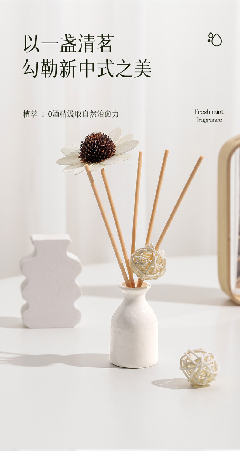 热销薰衣草无火香薰套装可定 藤条陶瓷精油挥发香薰香水厂家批发详情30