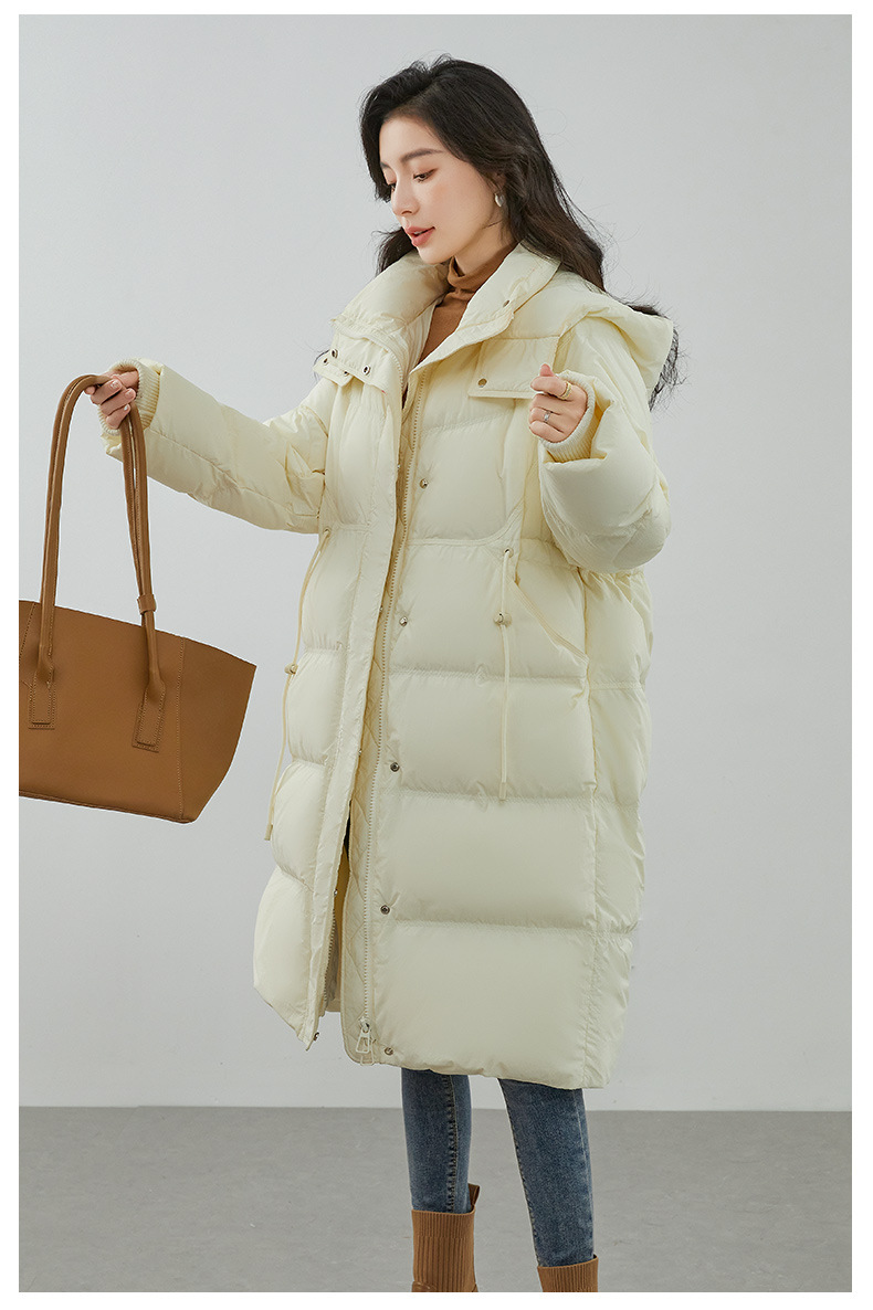 极寒大码羽绒服女2025冬季新款连帽过膝长款加厚收腰百搭外套平湖详情14