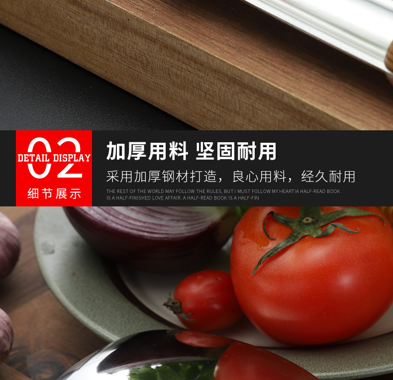 Thickened stainless steel woks, household kitchenware sets, spatulas, soup spoons, frying spatulas, hot pot strainers, stainless steel spoons in stock pic 47