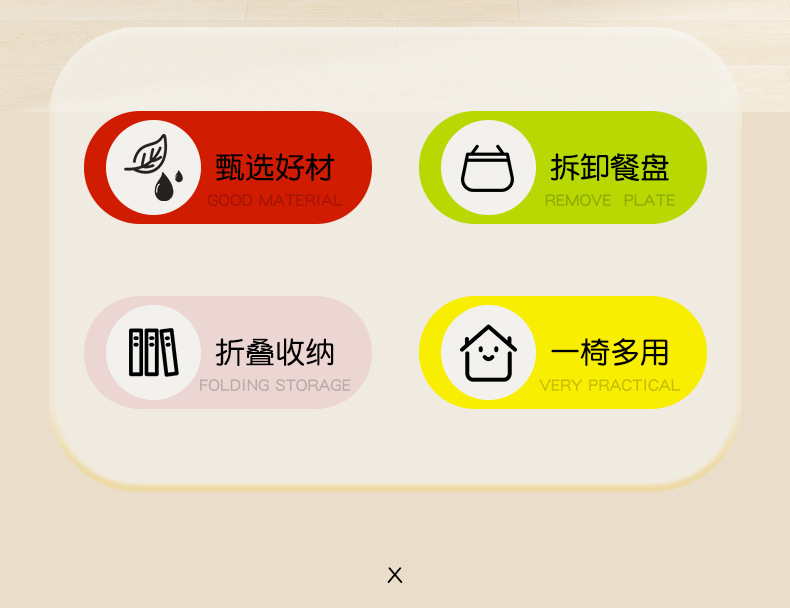 宝宝折叠餐椅家用婴儿吃饭餐桌椅儿童靠背椅便携式户外野餐露营椅详情2