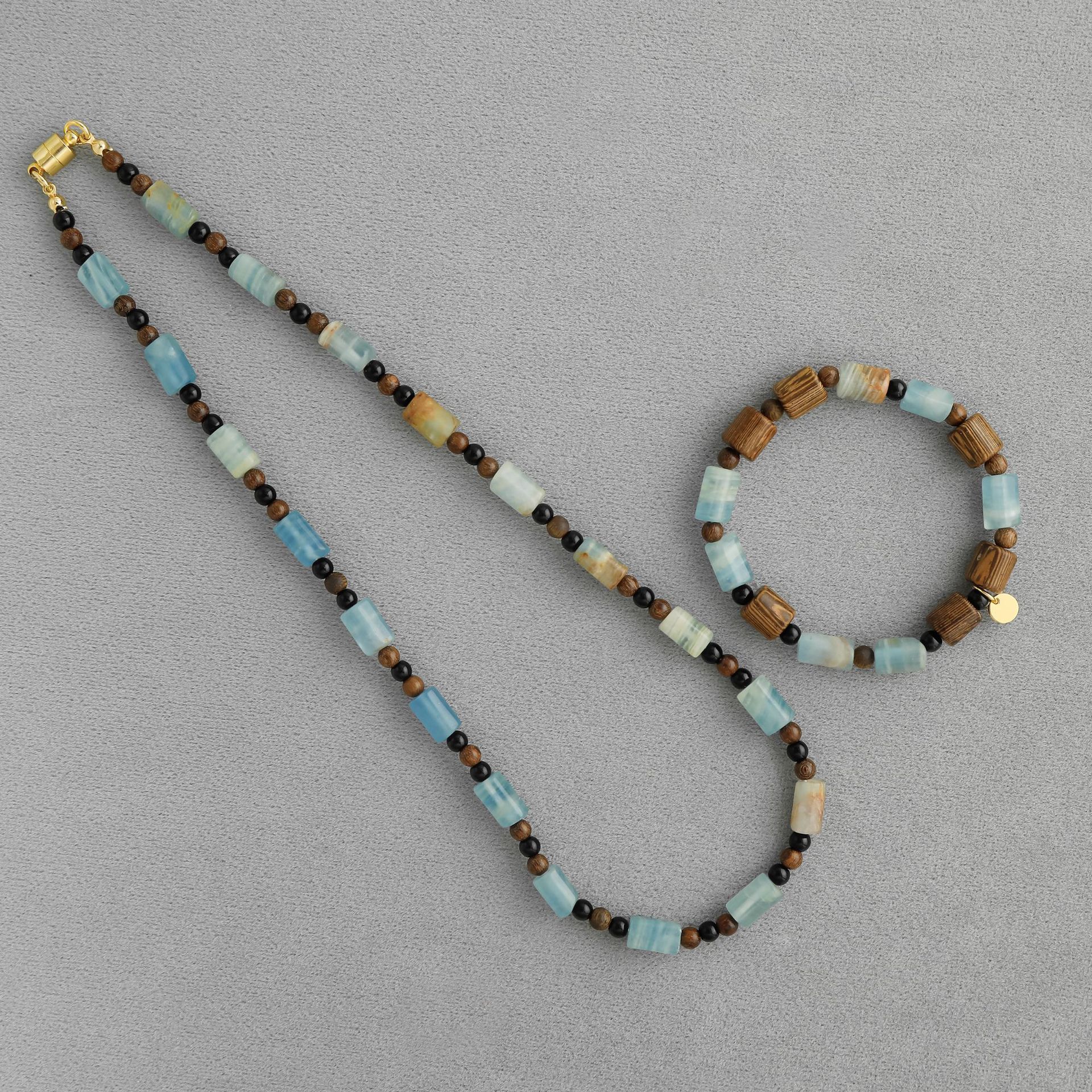 ZI休果冻海系列暮云项链新中式简约其实木珠方解石串珠手链锁骨链详情4