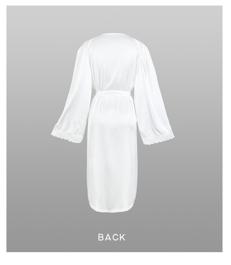 New cross-border satin pajamas for women, lace, light luxury, long-sleeved, cool bathrobes and home wear for women, 469 pic 6