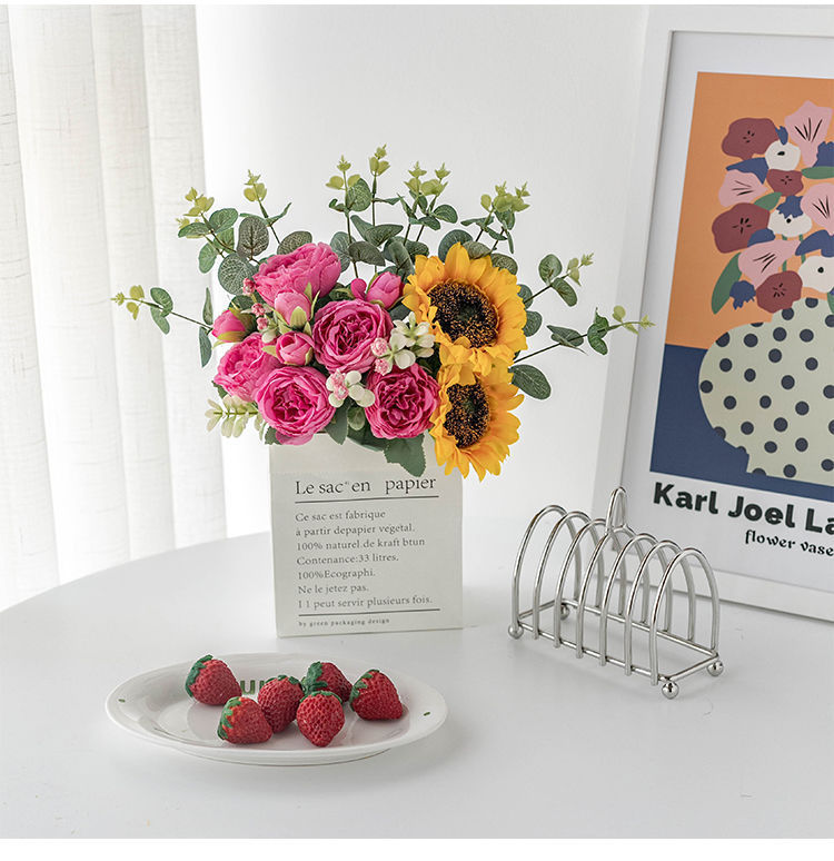 向日葵假花花摆设客厅餐桌面花艺装饰摆件卧室干花束绢花详情7