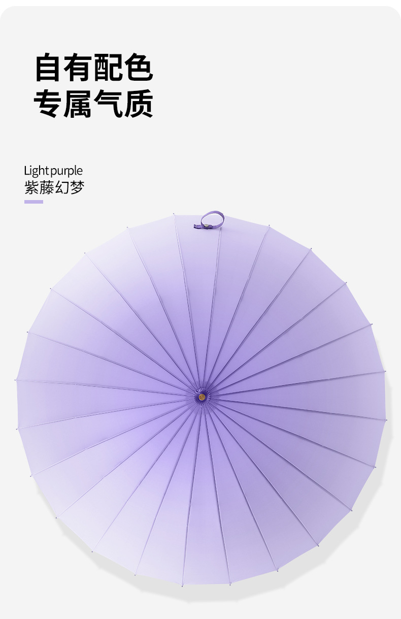 新款24骨渐变伞竹节手柄碰击布面料抗风加印logo直杆伞广告伞现货详情24