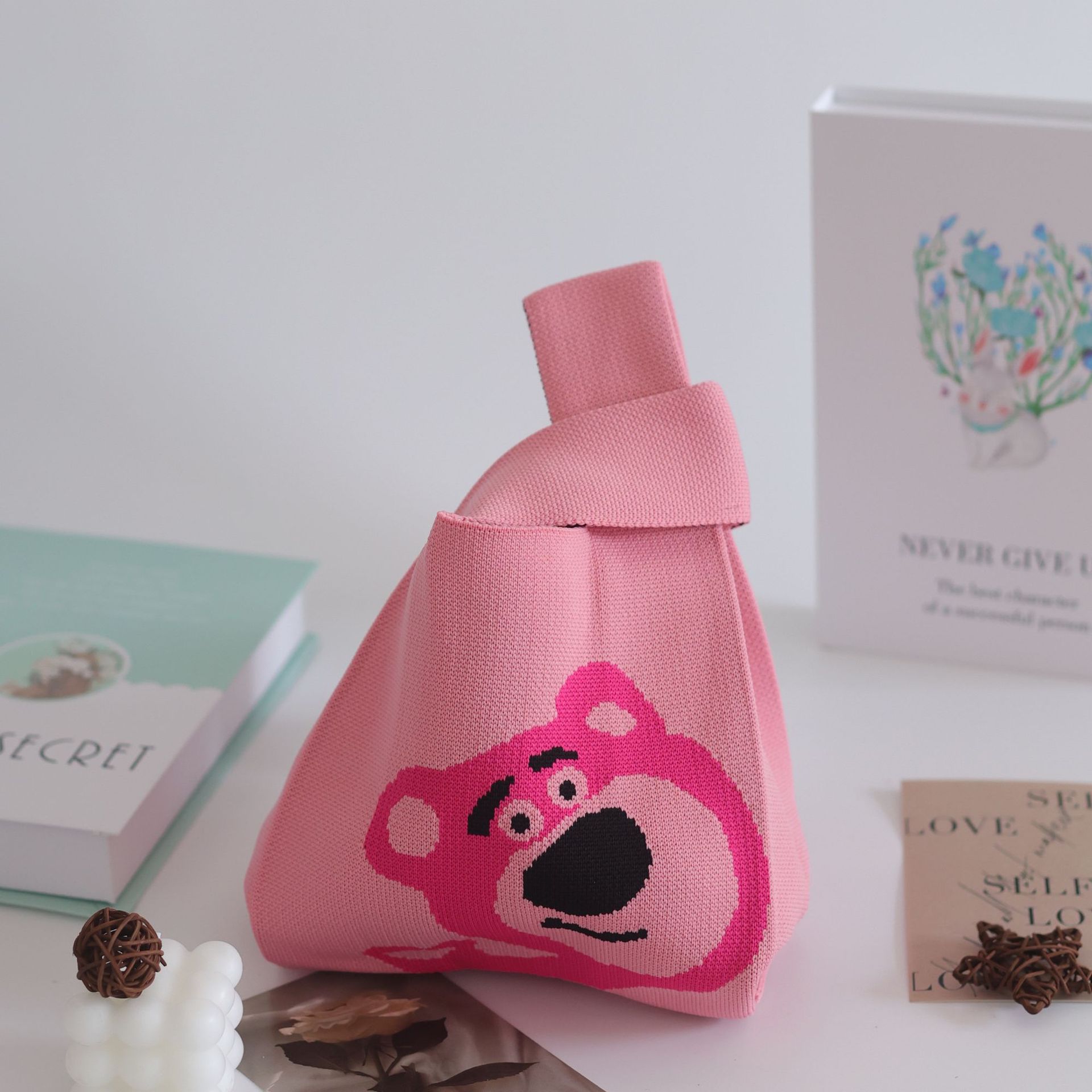 女士针织包多巴胺小包包手机包托特包针织包时尚卡通针织手提袋详情30