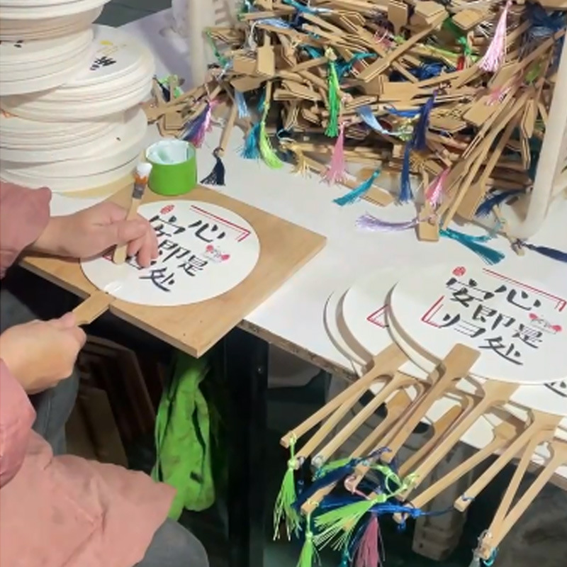 加厚宣纸空白团扇子 半生熟手绘国画DIY书法创作古风长柄扇面定制详情8
