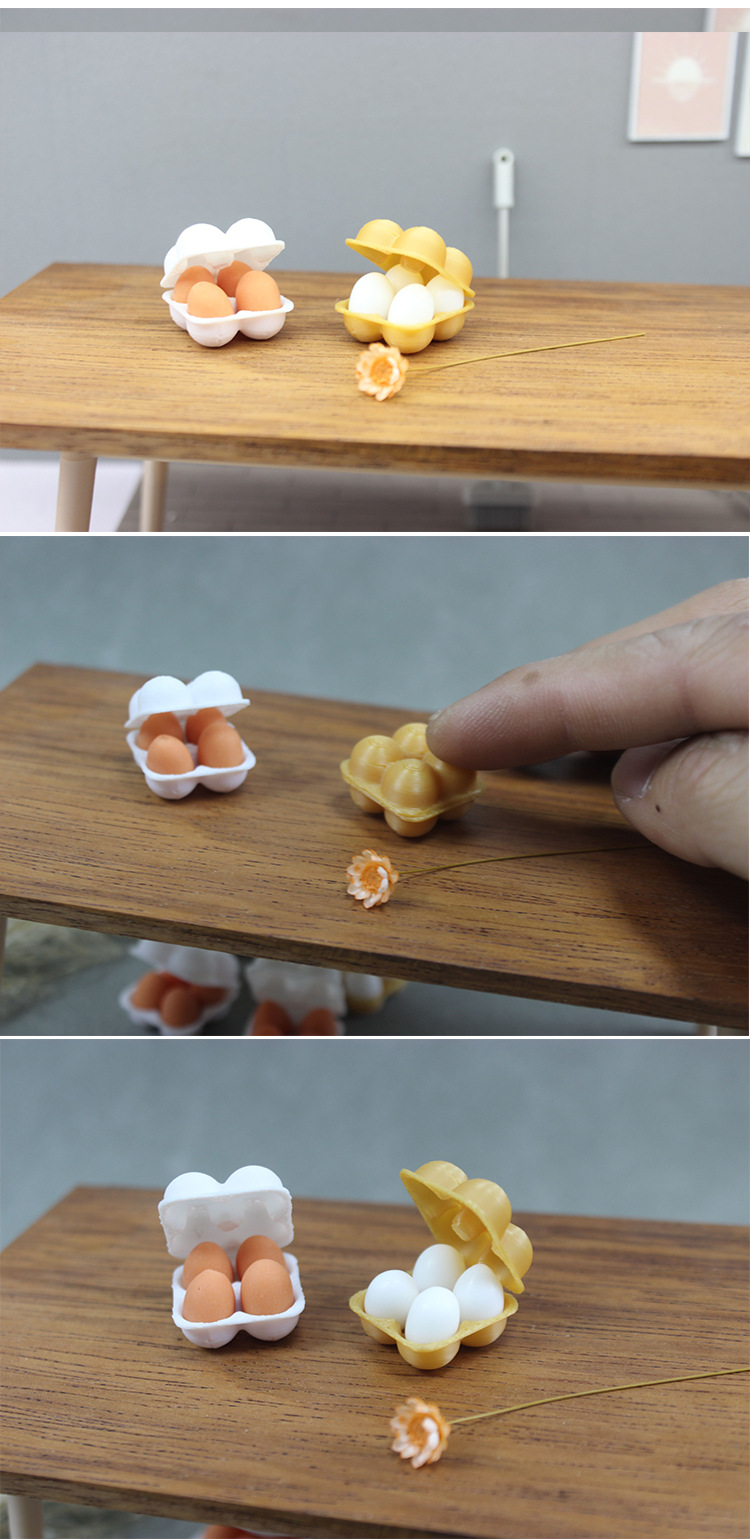 Dollhouse Miniature food toys 1:12 point model life setting Egg preservation box Egg tray pic 5
