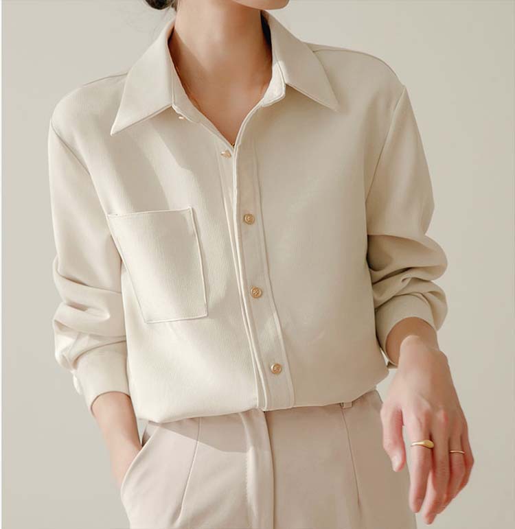 法式磨毛加厚白色衬衫女春秋长袖小众别致复古港味叠穿衬衣详情3