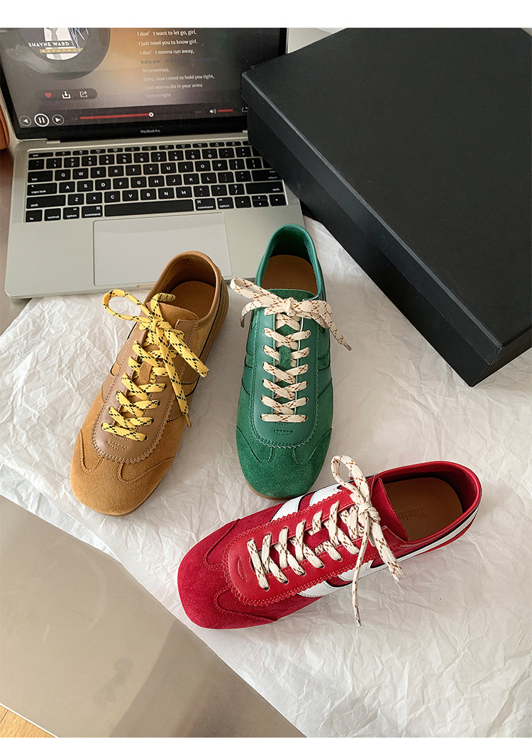 【苏茵茵同款】复古内增高德训鞋2025透气休闲运动女鞋真皮阿甘鞋详情22